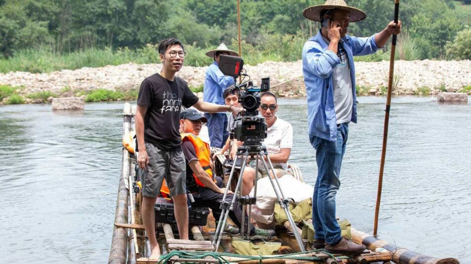 behind the scenes wuyishan filming river rafting crew on raft