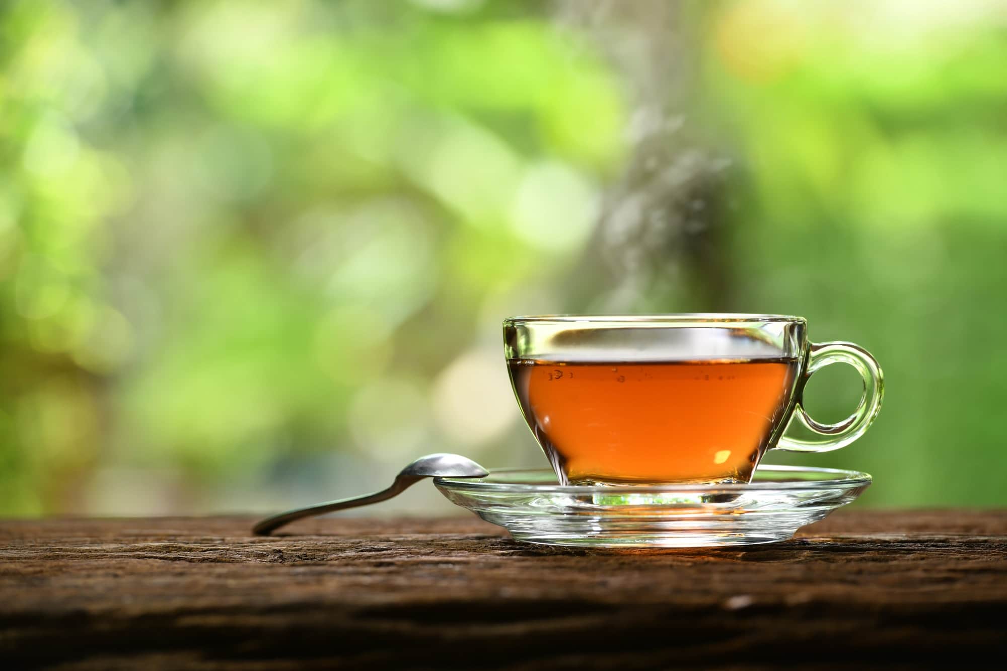caffeine in tea-a glass cup of tea