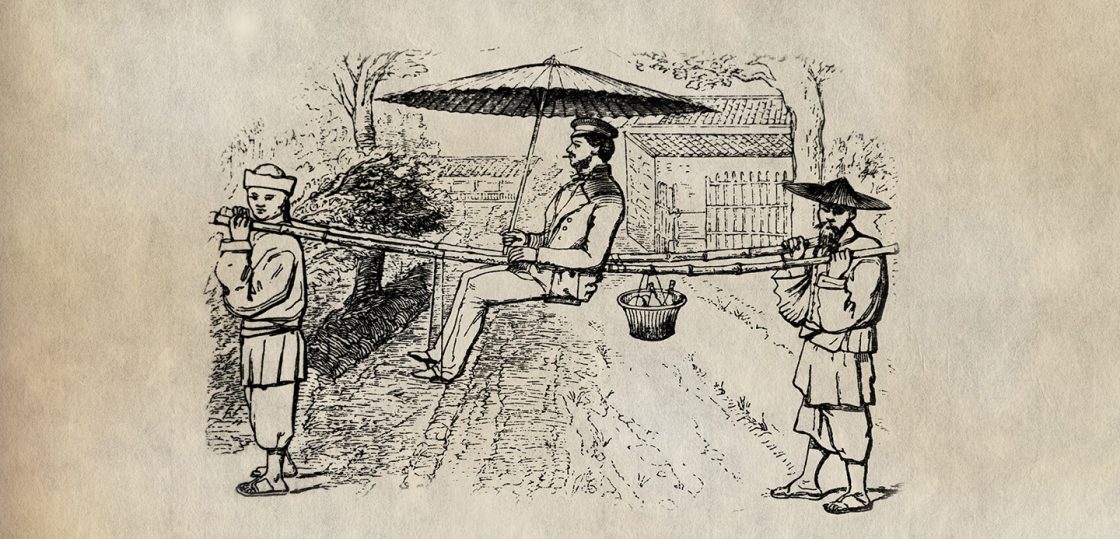 Robert Fortune tea spy traveling in mountain sedan chairs china Robert Fortune tea spy traveling in mountain sedan chairs china