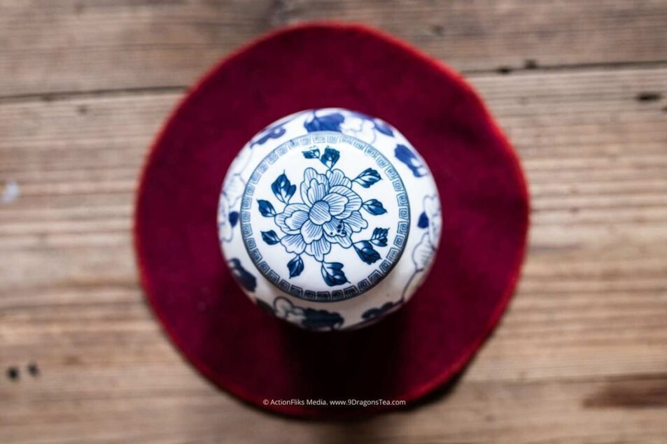 chinese tea history wuyishan culture traditional chinese tea caddy blue and white top view